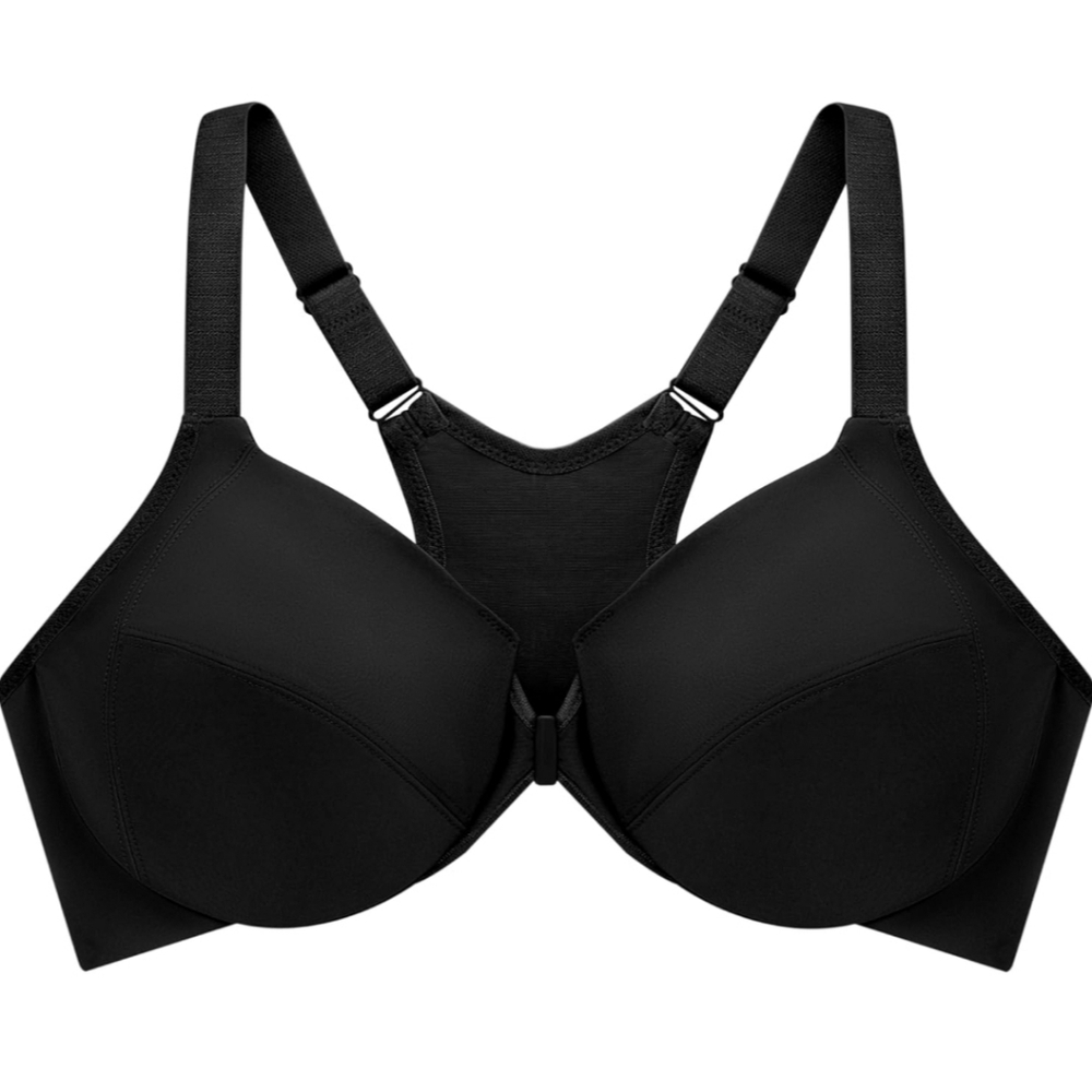 Glamorise Women's Plus Size Front-Closure Wonderwire Black Bra Underwire 46H - Picture 4 of 9